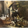 GUILLEMINET Claude Peinture 19ème siècle Ecole de Barbizon Le réveil de la basse cour Huile sur toile signée | Biron GUILLEMINET Claude Peinture 19ème siècle Ecole de Barbizon Le réveil de la basse cour Huile sur toile signée