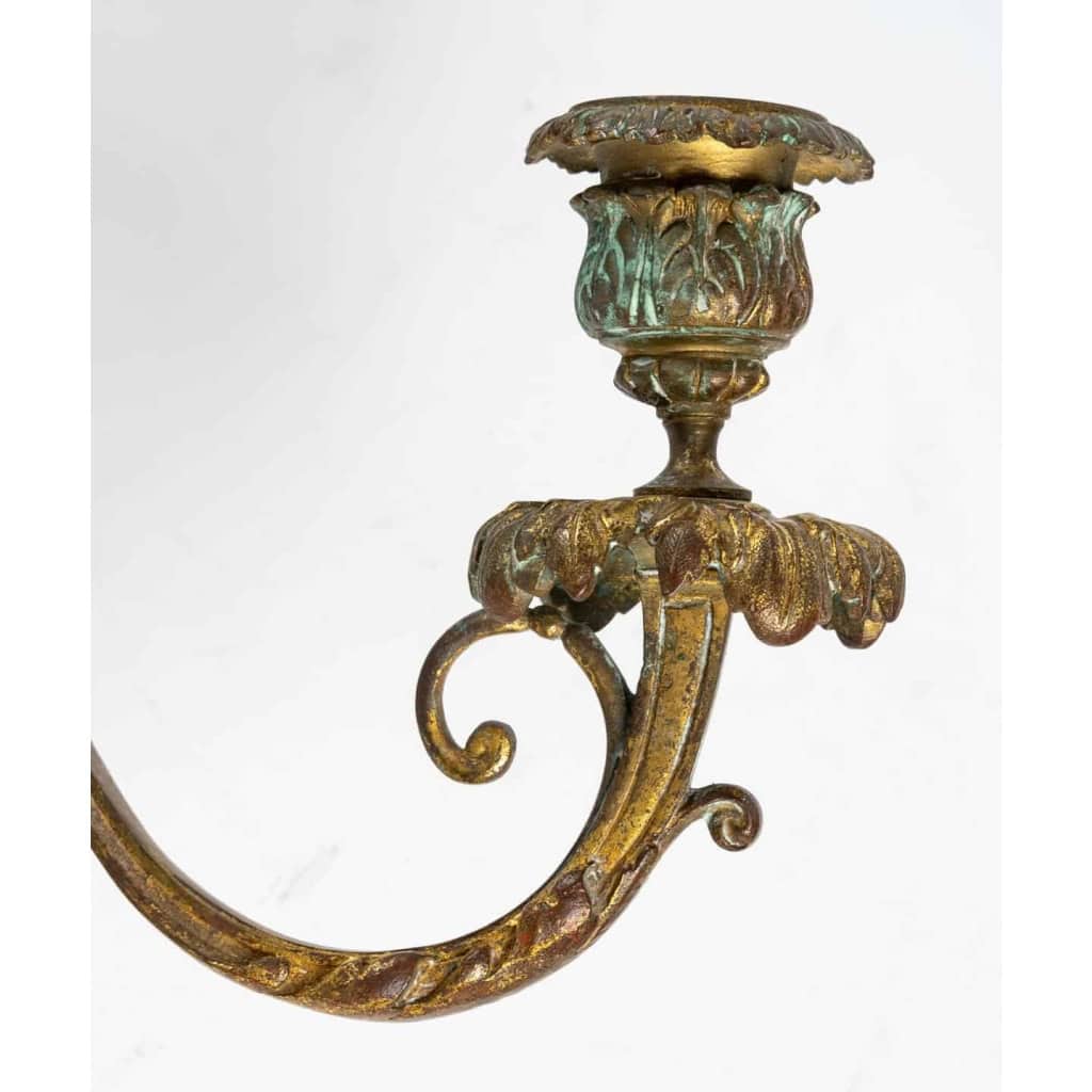 Paire d'appliques en bronze et émail, XIXème siècle