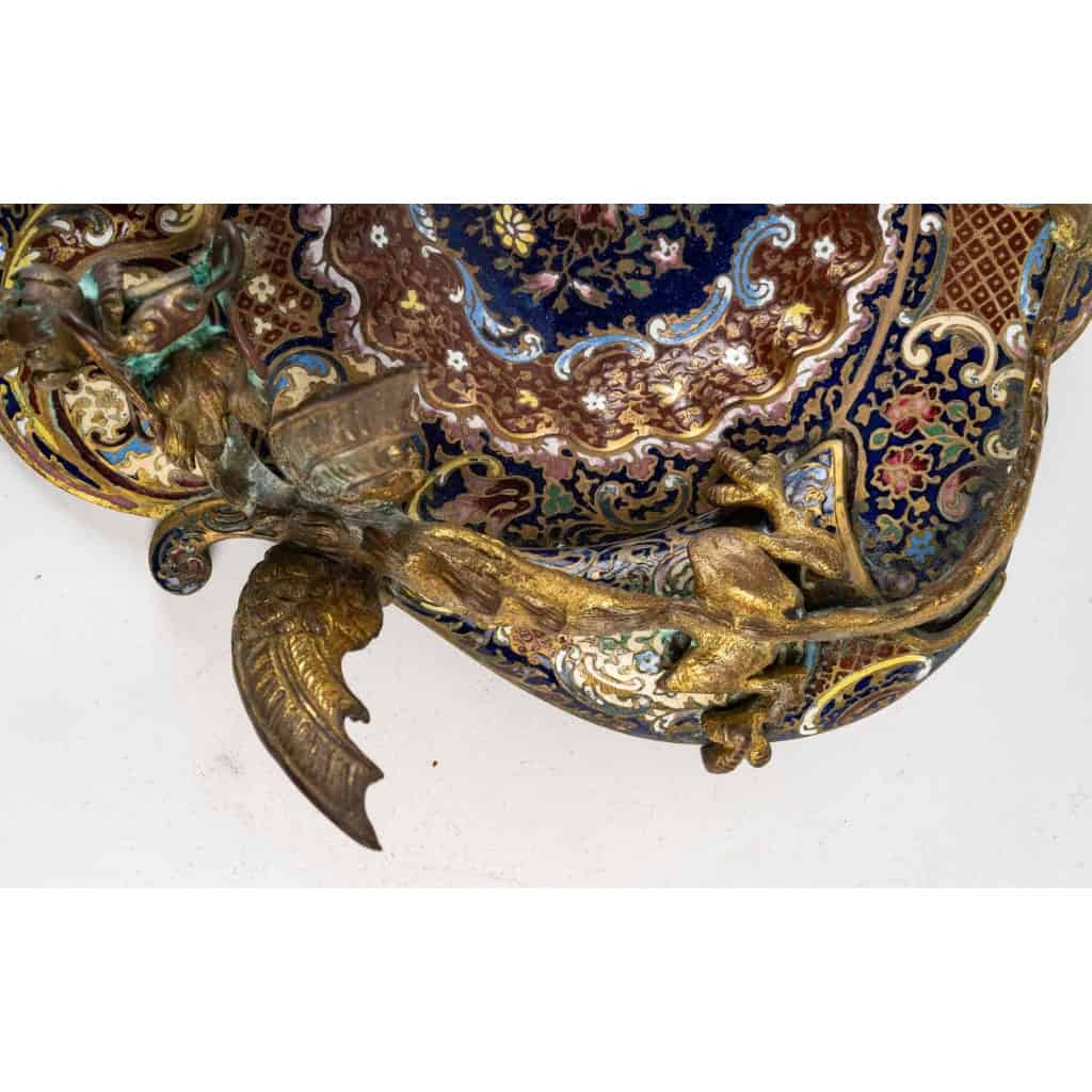 Paire d'appliques en bronze et émail, XIXème siècle
