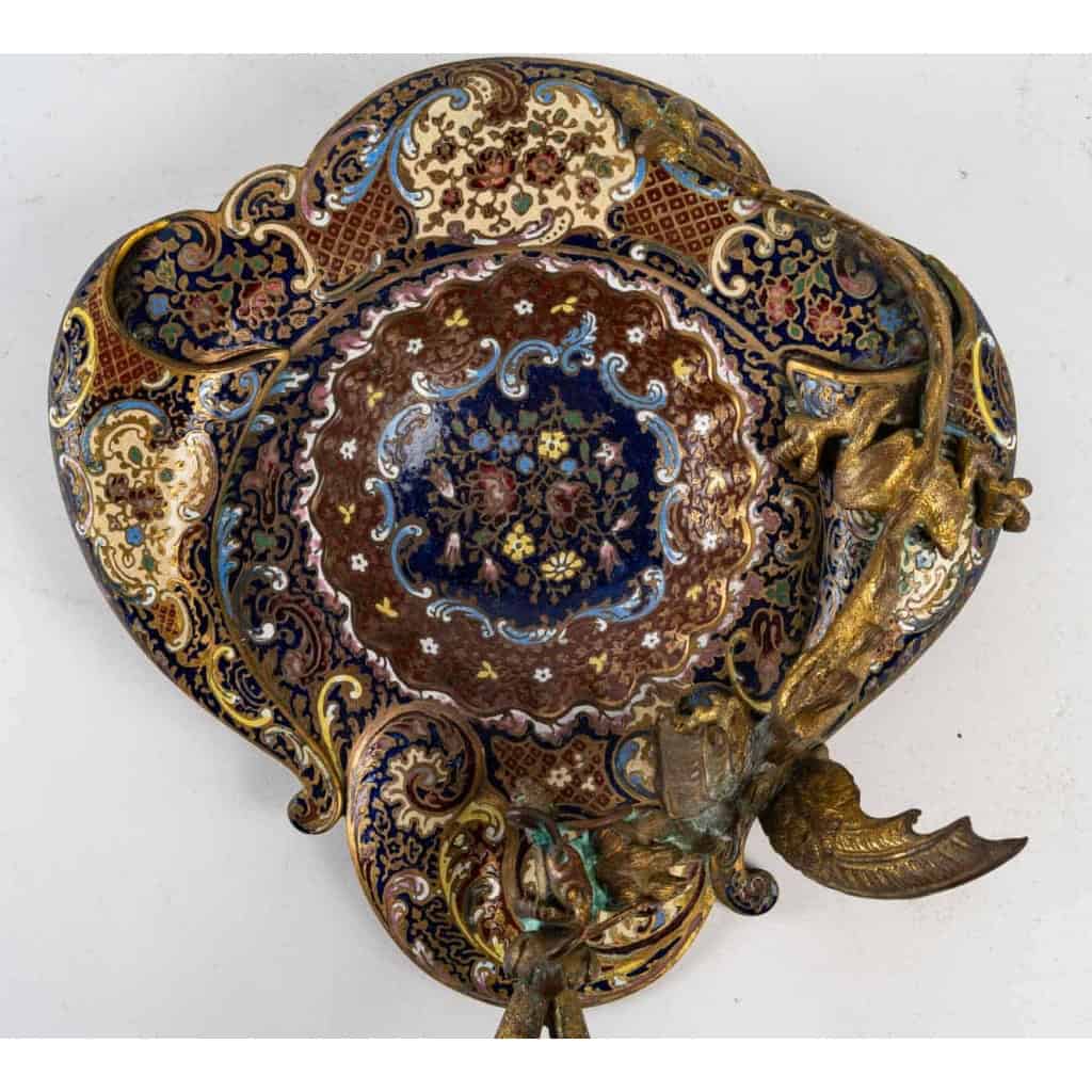 Paire d'appliques en bronze et émail, XIXème siècle