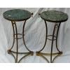 1950/70 Paire de Guéridons Style Maison Jansen Bronze Doré Plateau Marbre Veiné Vert | Biron 1950/70 Paire de Guéridons Style Maison Jansen Bronze Doré Plateau Marbre Veiné Vert