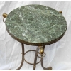 1950/70 Paire de Guéridons Style Maison Jansen Bronze Doré Plateau Marbre Veiné Vert | Biron 1950/70 Paire de Guéridons Style Maison Jansen Bronze Doré Plateau Marbre Veiné Vert