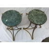 1950/70 Paire de Guéridons Style Maison Jansen Bronze Doré Plateau Marbre Veiné Vert | Biron 1950/70 Paire de Guéridons Style Maison Jansen Bronze Doré Plateau Marbre Veiné Vert