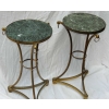 1950/70 Paire de Guéridons Style Maison Jansen Bronze Doré Plateau Marbre Veiné Vert | Biron 1950/70 Paire de Guéridons Style Maison Jansen Bronze Doré Plateau Marbre Veiné Vert