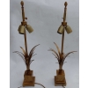 1950/70 Paire de Lampes Aux Roseaux en Laiton et Bronze Doré Signées Charles | Biron |||||||||