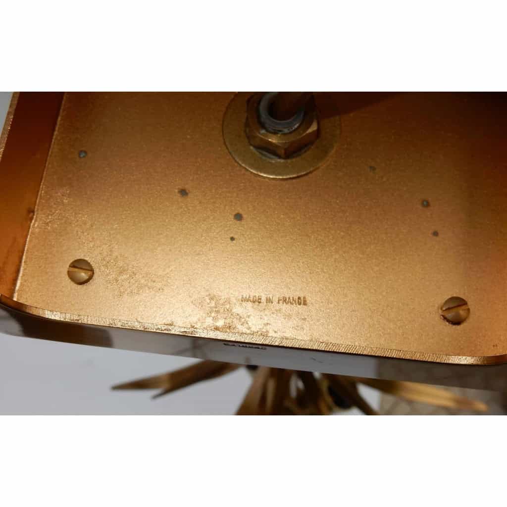 1950/70 Paire de Lampes Aux Roseaux en Laiton et Bronze Doré Signées Charles | Biron 1950/70 Paire de Lampes Aux Roseaux en Laiton et Bronze Doré Signées Charles