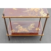 1950′ Paire de Tables Maison Baguès Décor Bambou en Bronze Doré Avec Plateaux Laque de Chine 60 X 35 X H 56