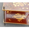 1950′ Paire de Tables Maison Baguès Décor Bambou en Bronze Doré Avec Plateaux Laque de Chine 60 X 35 X H 56