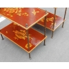 1950′ Paire de Tables Maison Baguès Décor Bambou en Bronze Doré Avec Plateaux Laque de Chine 60 X 35 X H 56