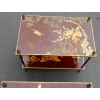 1950′ Paire de Tables Maison Baguès Décor Bambou en Bronze Doré Avec Plateaux Laque de Chine 60 X 35 X H 56