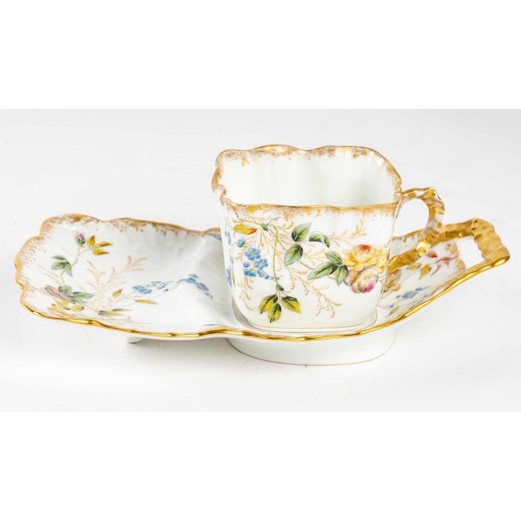  » Tartineur « fleuri en porcelaine de Paris, XIXème siècle | Biron " Tartineur "fleuri en porcelaine de Paris, XIXème siècle