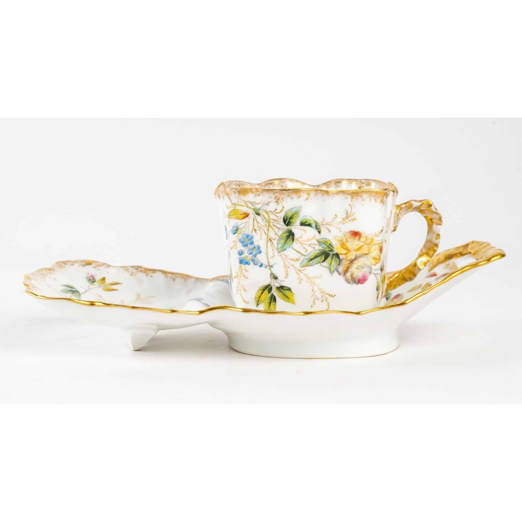  » Tartineur « fleuri en porcelaine de Paris, XIXème siècle | Biron " Tartineur "fleuri en porcelaine de Paris, XIXème siècle