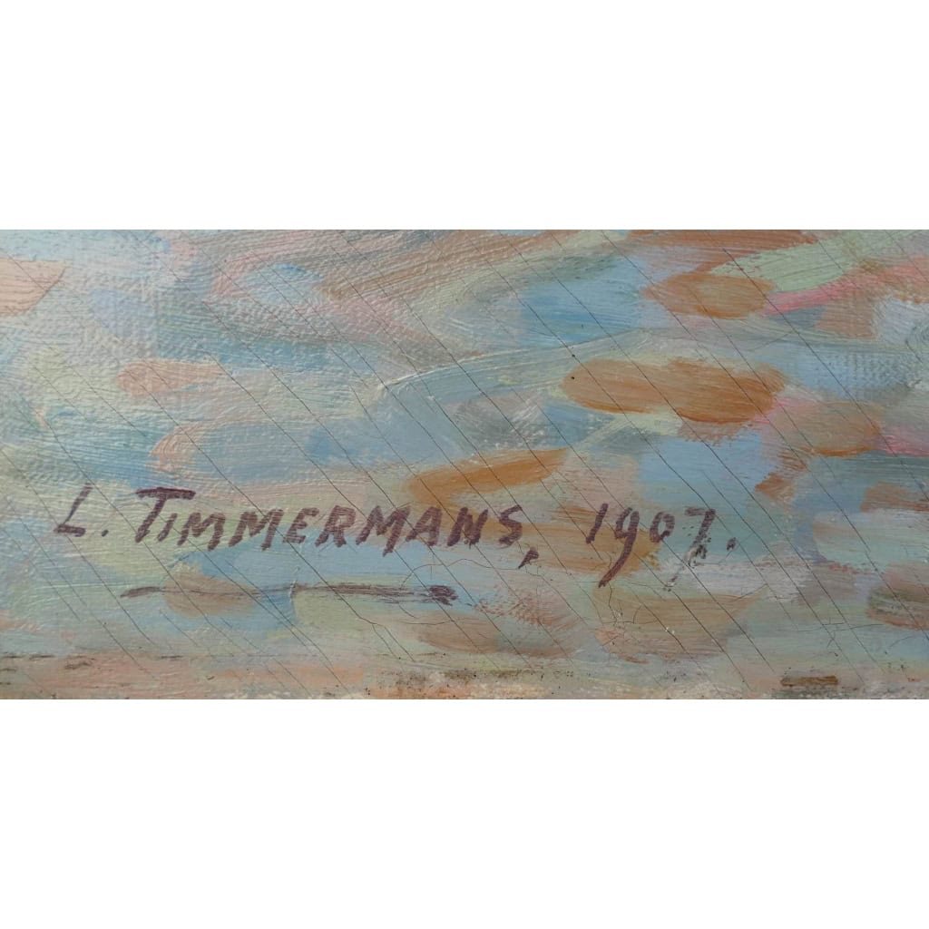 Timmermans Louis Ecole Française 19è Marine Barques Sardinières Huile Sur Toile Signée datée