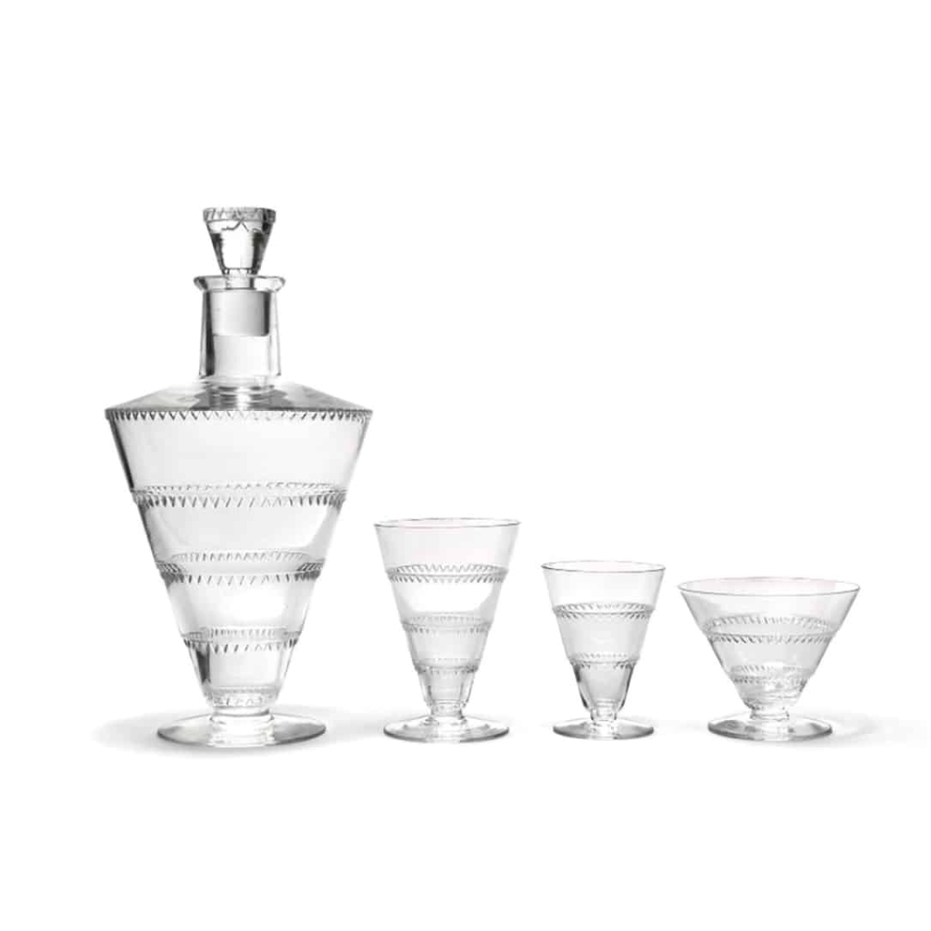 LALIQUE France : Service de Verres « VOUVRAY » 1932 | Biron |||||