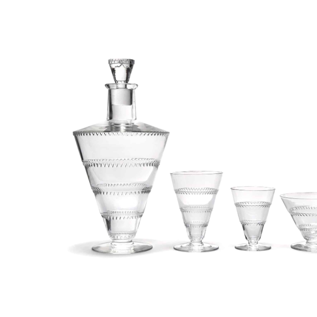 LALIQUE France : Service de Verres « VOUVRAY » 1932 | Biron LALIQUE France : Service de Verres « VOUVRAY » 1932