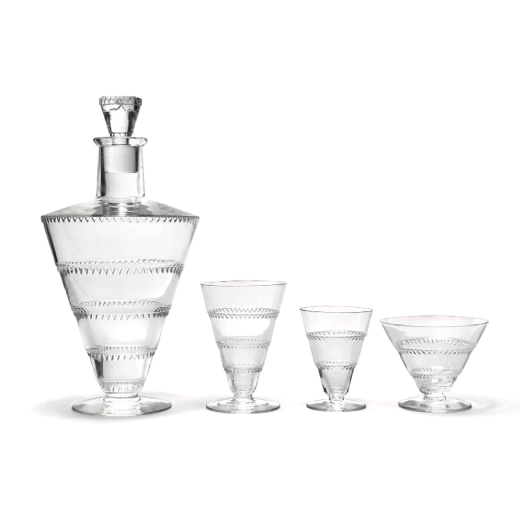 LALIQUE France : Service de Verres « VOUVRAY » 1932 | Biron LALIQUE France : Service de Verres « VOUVRAY » 1932