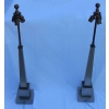 1950/70 Paire de Lampes Aux Obélisques en Laiton et Bronze Argentées et Dorées Signées Charles