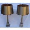 1950/70 Paire de Lampes Aux Obélisques en Laiton et Bronze Argentées et Dorées Signées Charles
