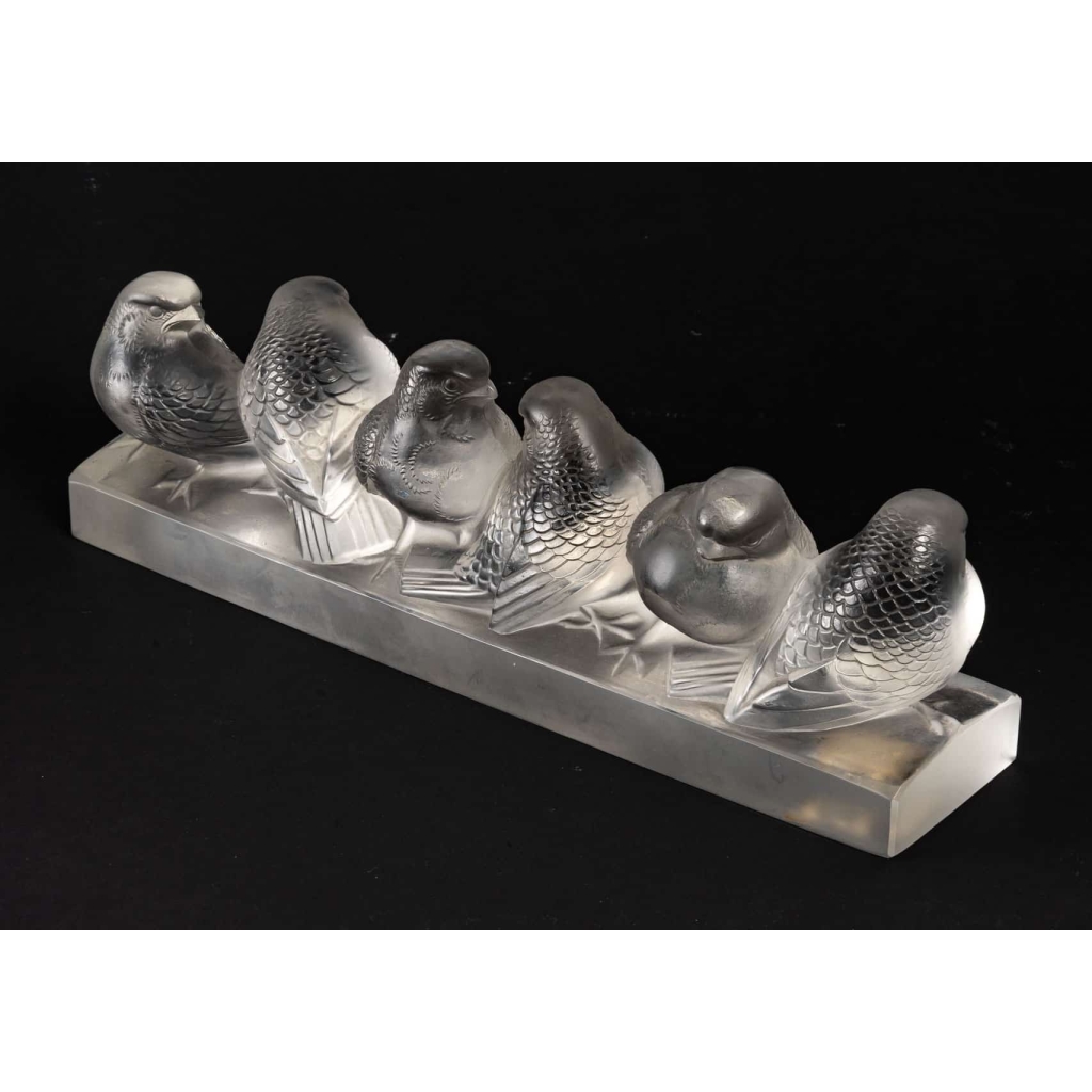 René Lalique. Ensemble De Six Moineaux Sur Une Branche | Biron René Lalique. Ensemble De Six Moineaux Sur Une Branche
