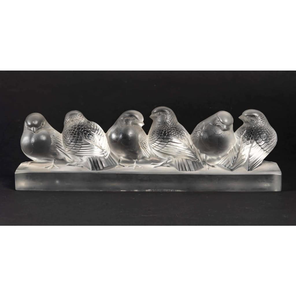 René Lalique. Ensemble De Six Moineaux Sur Une Branche | Biron René Lalique. Ensemble De Six Moineaux Sur Une Branche