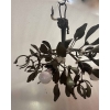 1900′ Lustre Boule de Gui en Bronze Art Nouveau a 3 Ampoules ∅ 44 cm H 37 cm Douilles En Forme De Tulipes | Biron 1900′ Lustre Boule de Gui en Bronze Art Nouveau a 3 Ampoules ∅ 44 cm H 37 cm Douilles En Forme De Tulipes