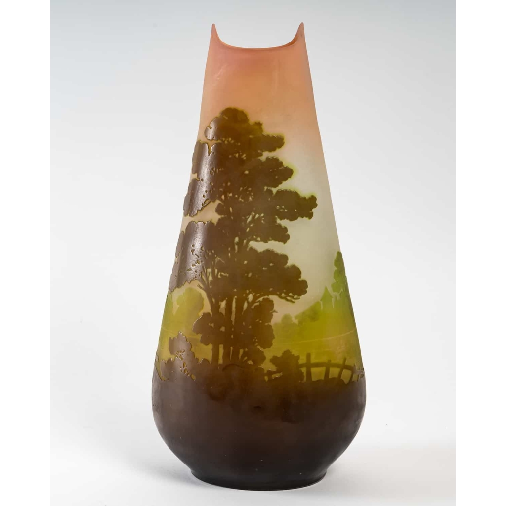Grand vase Gallé, Décor champêtre | Biron ||||||||