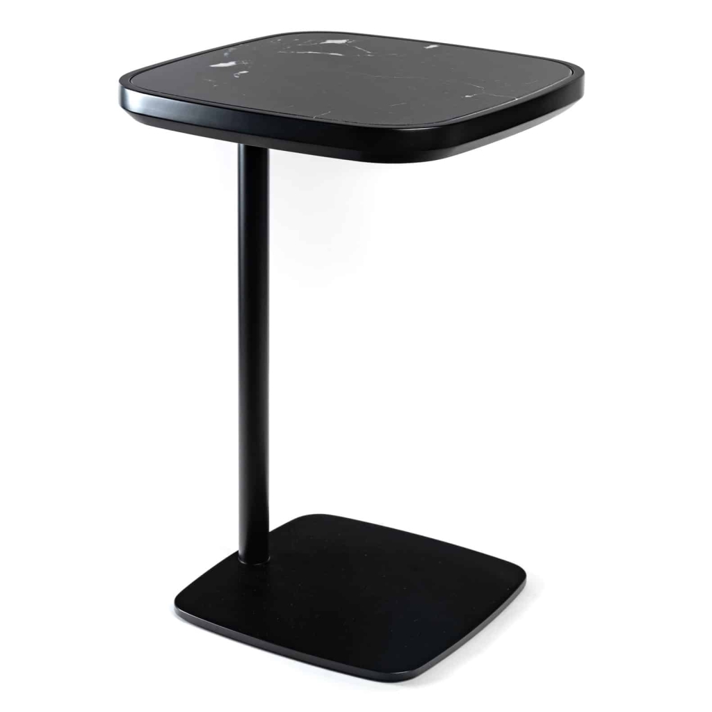 Bout de canapé, table d’appoint, en métal laqué et dessus de marbre | Biron |||||||