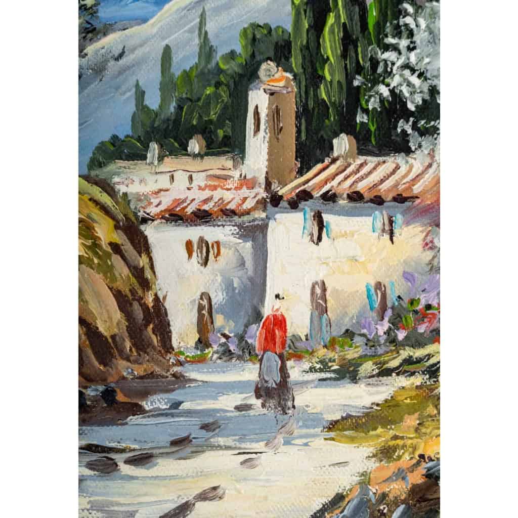 Huile sur toile, Village de Provence, XXème siècle