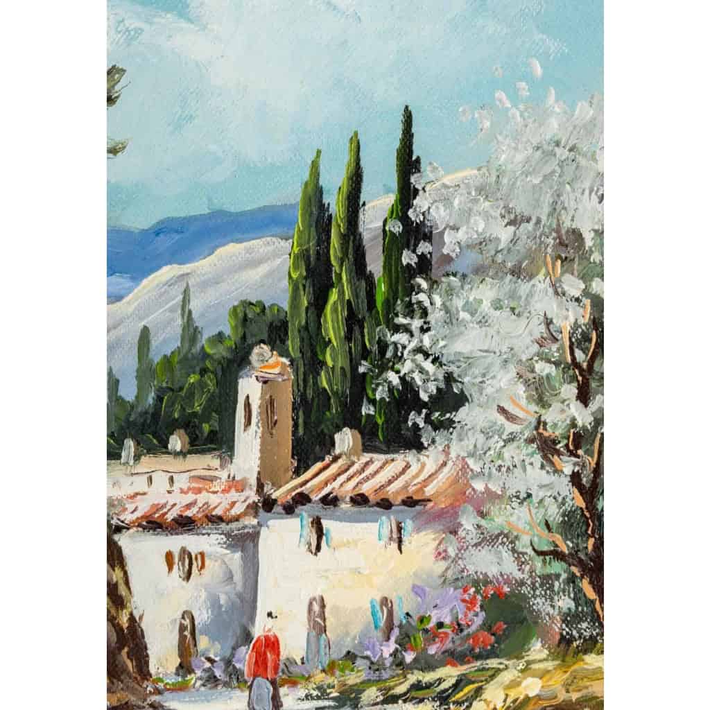 Huile sur toile, Village de Provence, XXème siècle