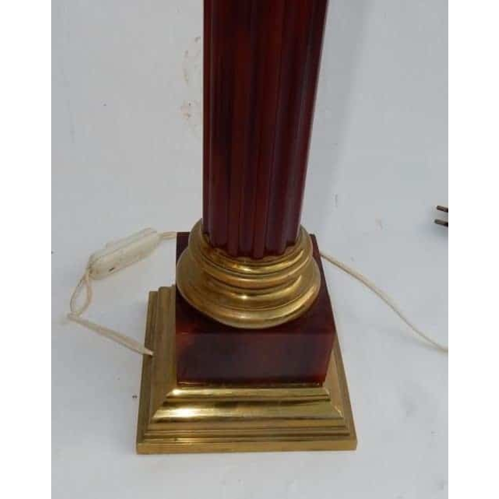 1950/70 Paire De Lampes Maison Jansen, Laiton et Bakélite, Couleur Ambré | Biron 1950/70 Paire De Lampes Maison Jansen, Laiton et Bakélite, Couleur Ambré