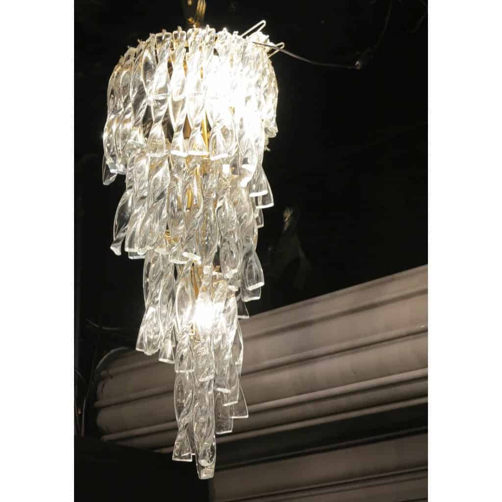 1960/70′ Lustre Style Venini 86 Cristaux Torsadés H: 95 Cm X D: 38 Cm | Biron |||||||||