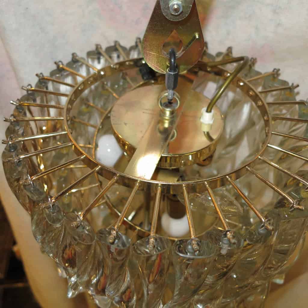1960/70′ Lustre Style Venini 86 Cristaux Torsadés H: 95 Cm X D: 38 Cm | Biron 1960/70′ Lustre Style Venini 86 Cristaux Torsadés H: 95 Cm X D: 38 Cm