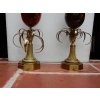 1950/70 Paire de Lampes en Bronze et Oeuf en Resine Fractable Signée Charles | Biron 1950/70 Paire de Lampes en Bronze et Oeuf en Resine Fractable Signée Charles