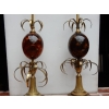 1950/70 Paire de Lampes en Bronze et Oeuf en Resine Fractable Signée Charles | Biron 1950/70 Paire de Lampes en Bronze et Oeuf en Resine Fractable Signée Charles