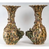 Paire de vases en barbotine à décor d’époque, XIXème siècle | Biron Paire de vases en barbotine à décor d'époque, XIXème siècle