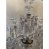 1950′ Paire de Chandeliers 4 Branches Socles Perlés Et Signés En Relief BACCARAT H 55 cm