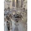 1950′ Paire de Chandeliers 4 Branches Socles Perlés Et Signés En Relief BACCARAT H 55 cm