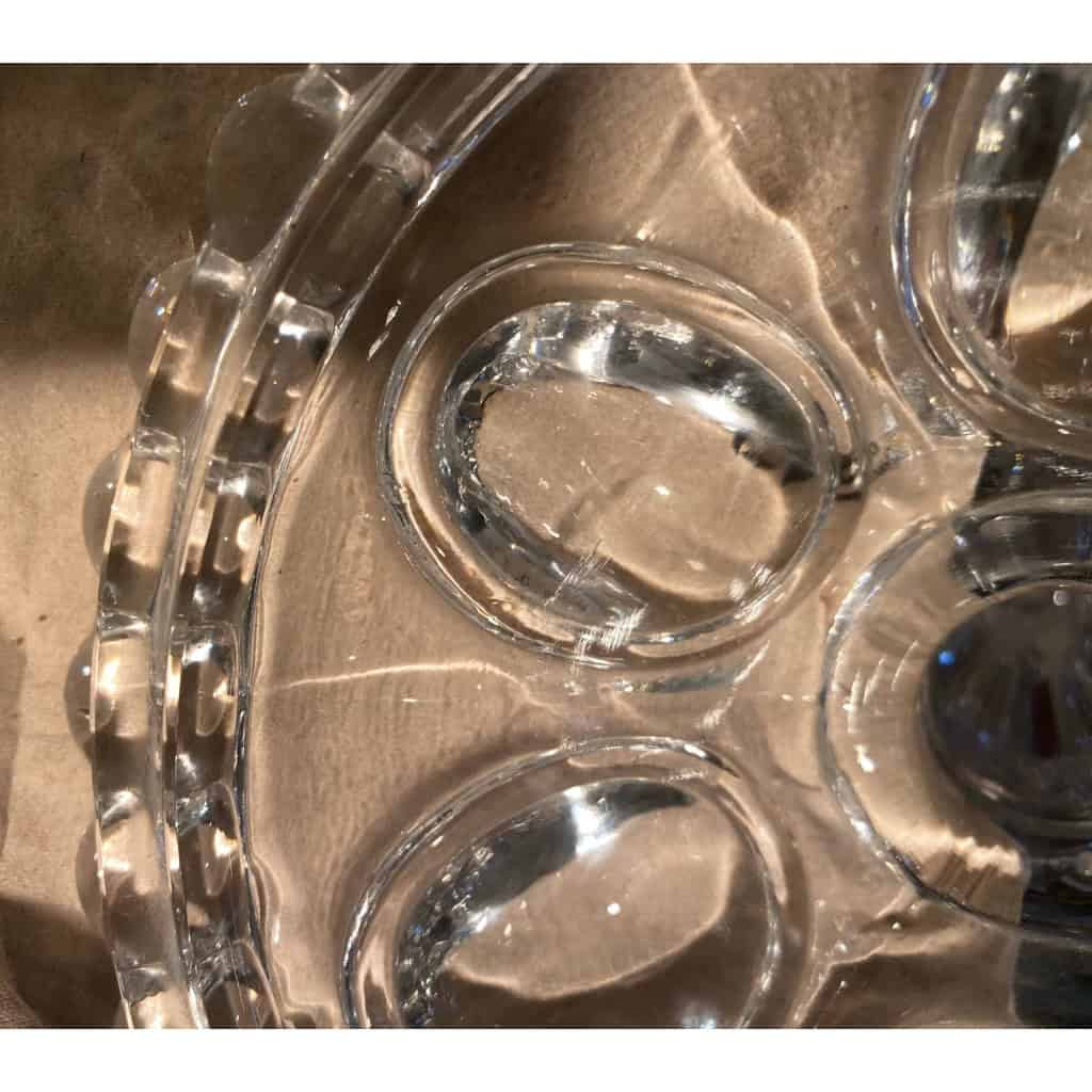 1950′ Paire de Chandeliers 4 Branches Socles Perlés Et Signés En Relief BACCARAT H 55 cm
