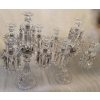 1950′ Paire de Chandeliers 4 Branches Socles Perlés Et Signés En Relief BACCARAT H 55 cm