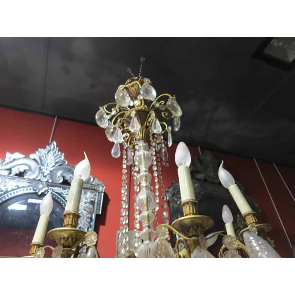 1900′ 2 Lustres Bronze et Cristal 6 et 8 Bras Mêmes Modèles | Biron 1900′ 2 Lustres Bronze et Cristal 6 et 8 Bras Mêmes Modèles