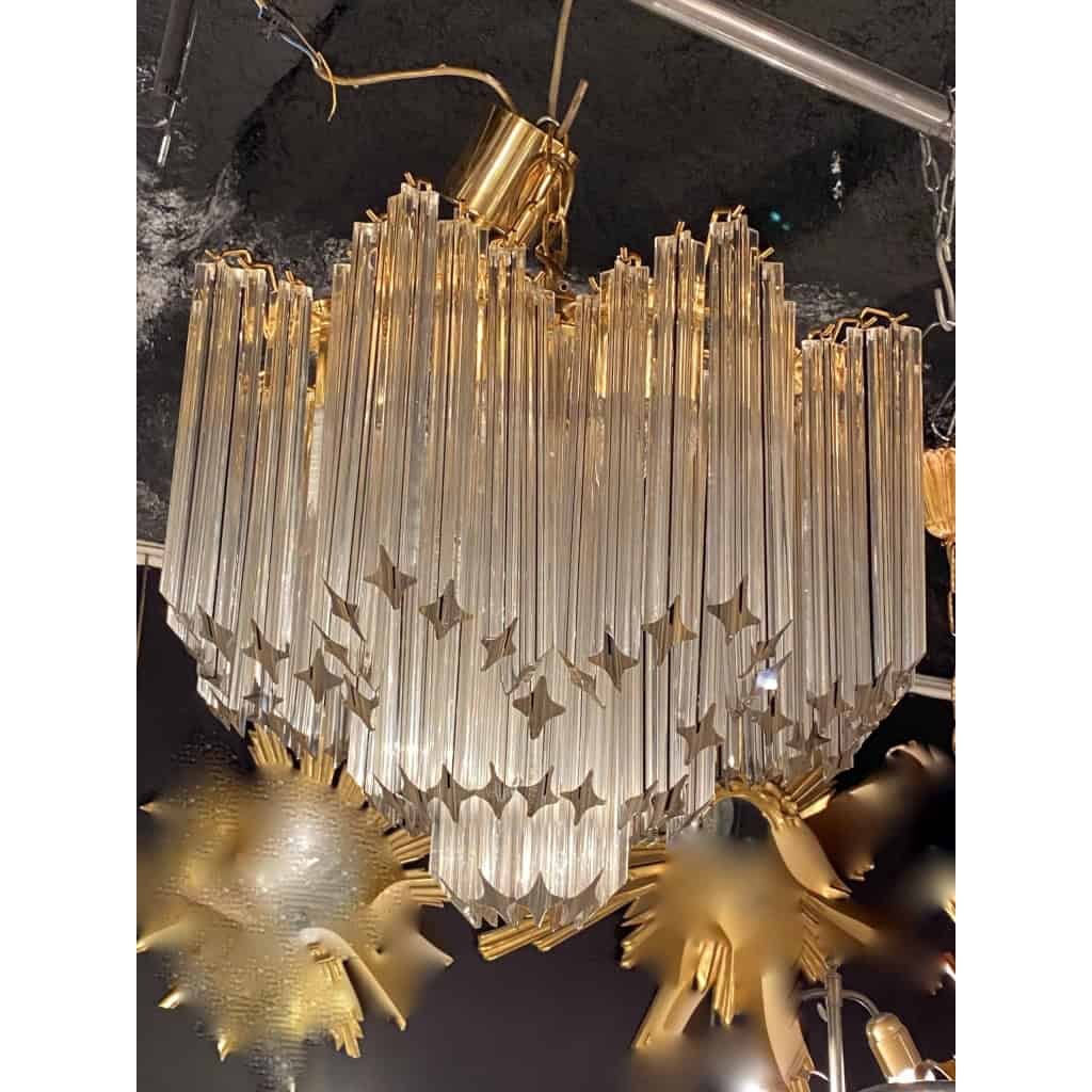 1970′ Lustre Venini 88 Cristaux Murano Aux 8 Satellites | Biron 1970′ Lustre Venini 88 Cristaux Murano Aux 8 Satellites