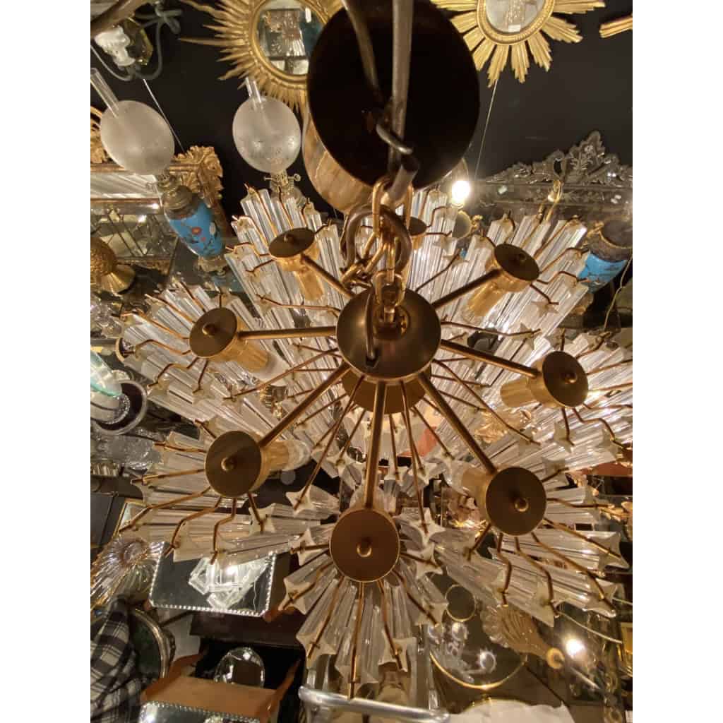 1970′ Lustre Venini 88 Cristaux Murano Aux 8 Satellites | Biron 1970′ Lustre Venini 88 Cristaux Murano Aux 8 Satellites