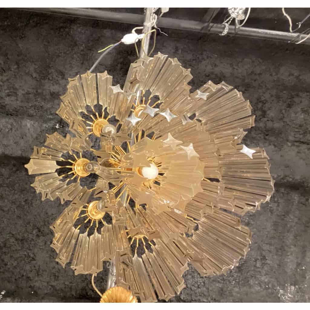 1970′ Lustre Venini 88 Cristaux Murano Aux 8 Satellites | Biron 1970′ Lustre Venini 88 Cristaux Murano Aux 8 Satellites