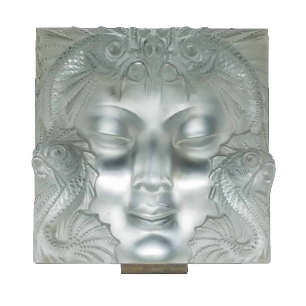 Lalique France : «Masque de femme» Plaque Décorative, Support Métal | Biron |||||||