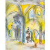 Paire d’aquarelle, intérieur d’église, XXème siècle | Biron Paire d'aquarelle, intérieur d'église, XXème siècle