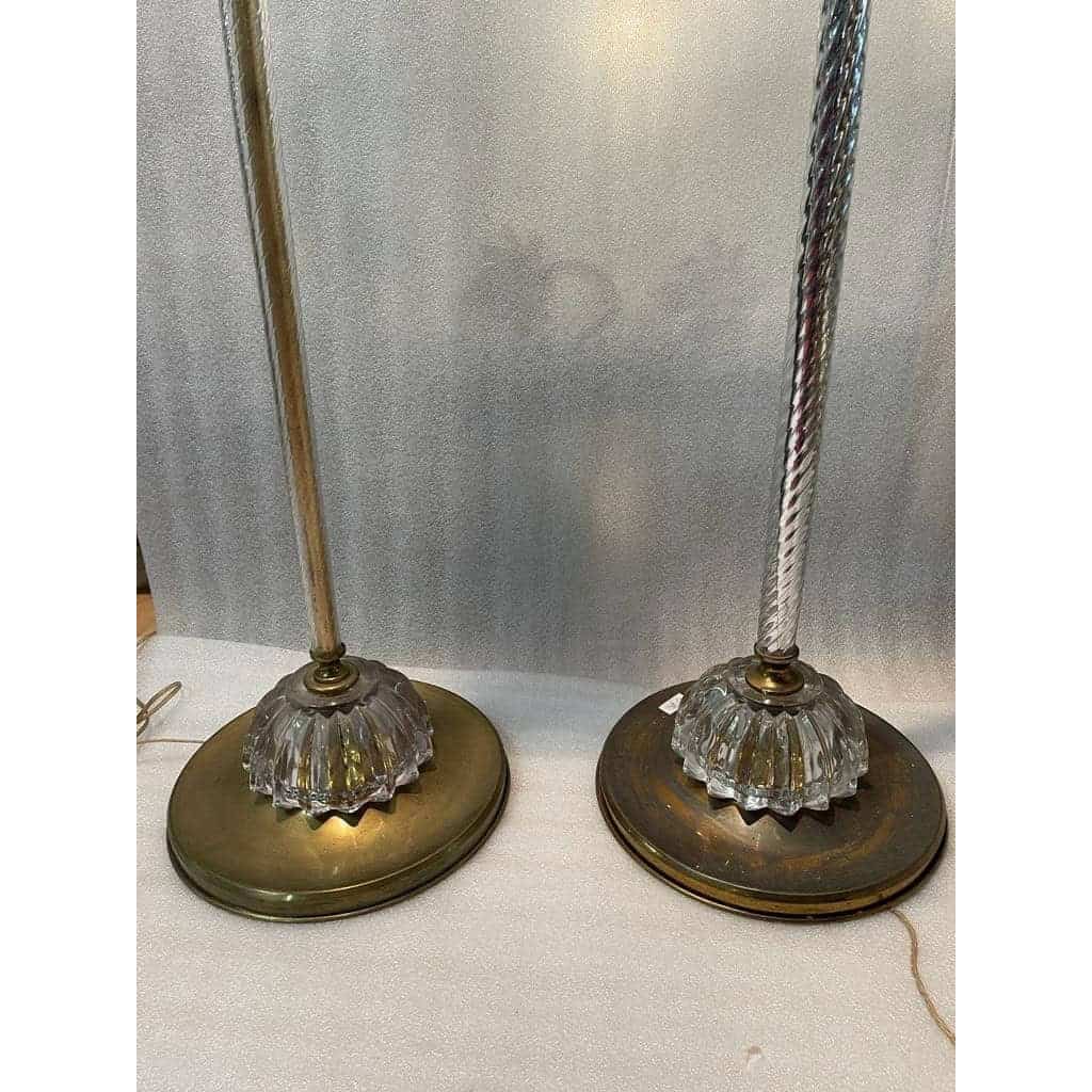 1950/70 Lampadaires Similaires Cristal Et Laiton Saint Louis | Biron 1950/70 Lampadaires Similaires Cristal Et Laiton Saint Louis