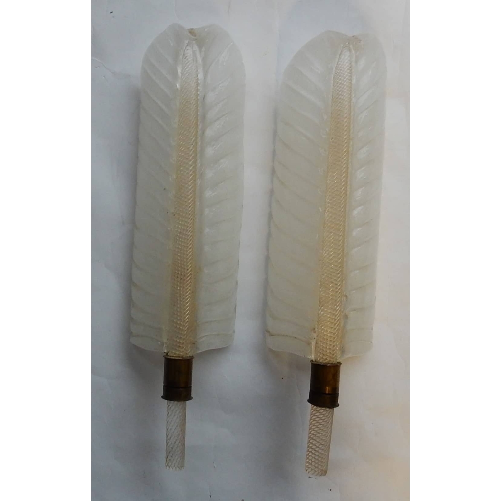 1950/70 Paire D’Appliques Style BAROVIER & TOSO Ou Véronèse Pour Arbus en Cristal de Murano 55 x 15 cm | Biron ||||||||