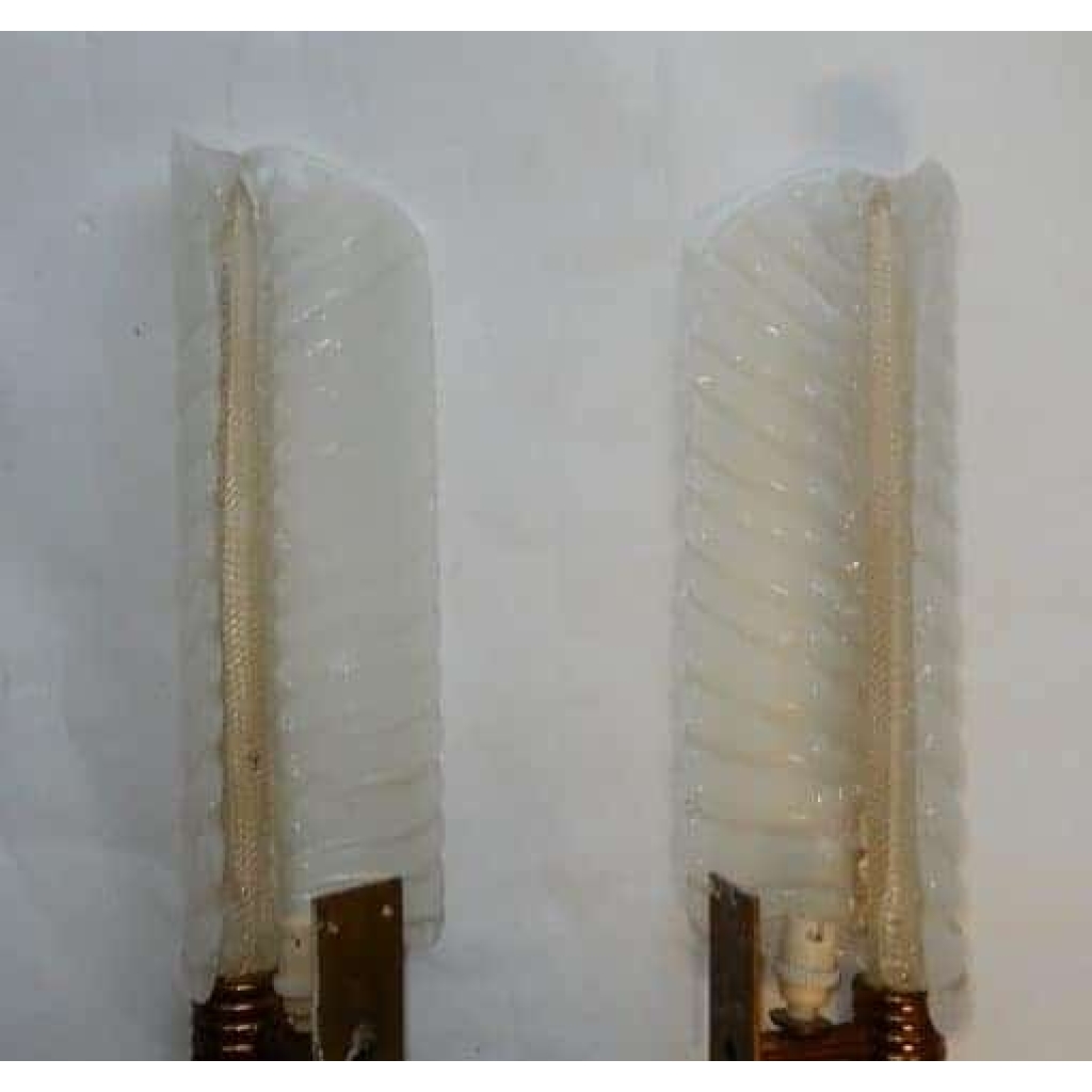 1950/70 Paire D’Appliques Style BAROVIER & TOSO Ou Véronèse Pour Arbus en Cristal de Murano 55 x 15 cm | Biron 1950/70 Paire D’Appliques Style BAROVIER & TOSO Ou Véronèse Pour Arbus en Cristal de Murano 55 x 15 cm