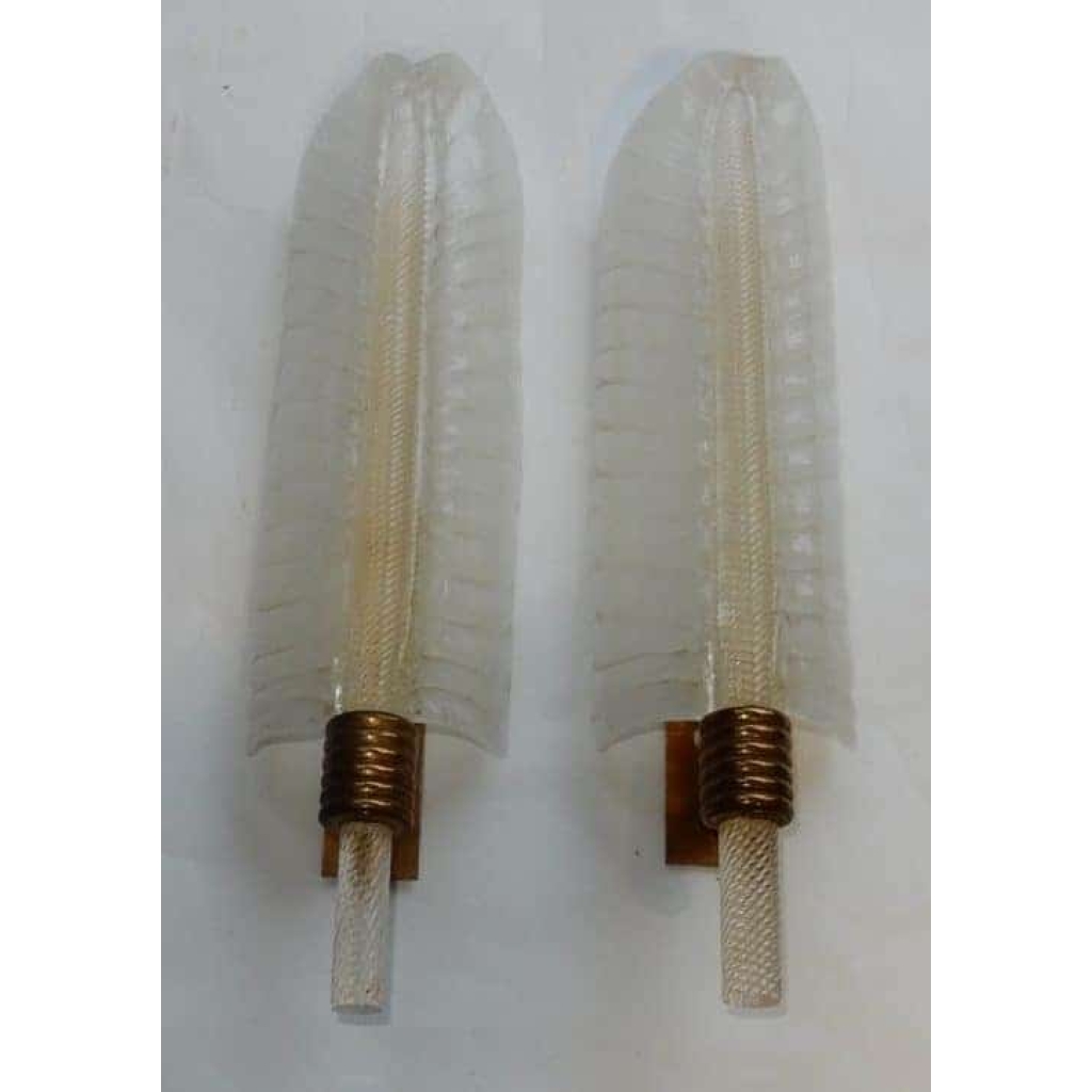 1950/70 Paire D’Appliques Style BAROVIER & TOSO Ou Véronèse Pour Arbus en Cristal de Murano 55 x 15 cm | Biron 1950/70 Paire D’Appliques Style BAROVIER & TOSO Ou Véronèse Pour Arbus en Cristal de Murano 55 x 15 cm