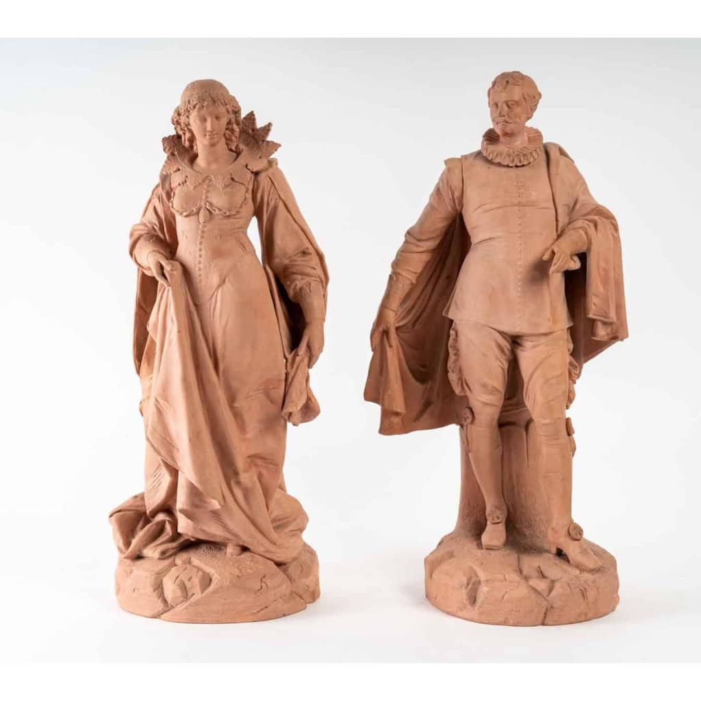Paire de statuettes en terre cuite, XIXème siècle | Biron |||||||||||